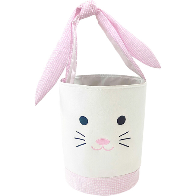 Seersucker Easter Bunny Bucket, Pink - Easter Baskets - 7