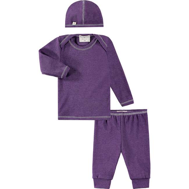 Toddler Rib L/S Lap Tee, Legging, Cap Sets, Purple
