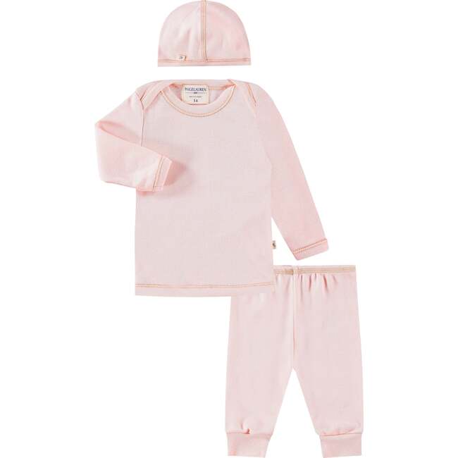 Toddler Rib L/S Lap Tee, Legging, Cap Sets, Pink