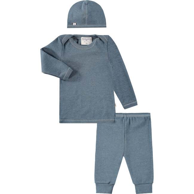 Toddler Rib L/S Lap Tee, Legging, Cap Sets, Blue