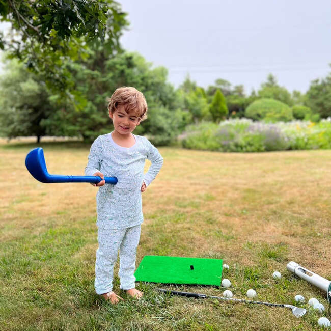 Golf Two Piece Pajamas, Green - Pajamas - 2