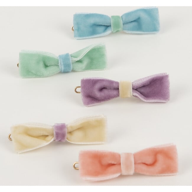 Pastel Velvet Mini Bow Clips - Hair Accessories - 4