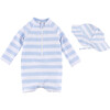 Swimsuit Romper & Hat Set, Blue - Rash Guards - 1 - thumbnail