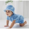 Tie-Dye Waffle Romper & Hat Set, Blue - Rompers - 2