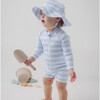 Swimsuit Romper & Hat Set, Blue - Rash Guards - 4