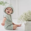 Waffle Romper & Hat Set, Green - Rompers - 4