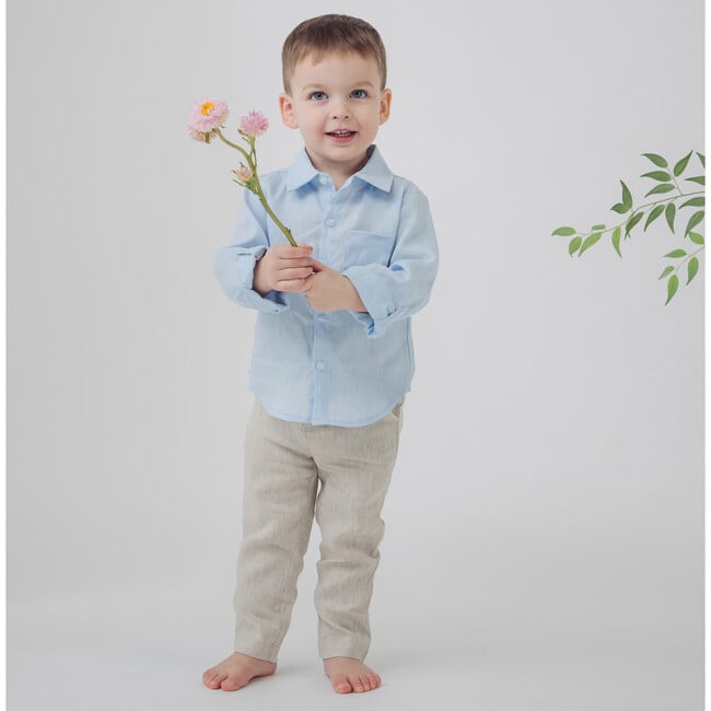 Linen Shirt & Pant Set, Blue - Mixed Apparel Set - 2