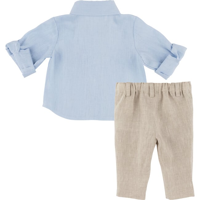 Linen Shirt & Pant Set, Blue - Mixed Apparel Set - 3