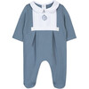 TC Monogram Footed Pajamas, Blue - Pajamas - 1 - thumbnail