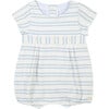 Striped Baby Romper, White & Sky Blue - Rompers - 1 - thumbnail