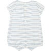 Striped Baby Romper, White & Sky Blue - Rompers - 2