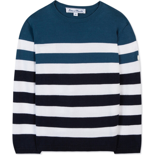 【送料&関税込】Maison KitsunAC Striped Cotton Sweater With Boxy Striped Sweater - Fuzzy