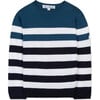 Seaside Striped Cotton Sweater, Blue - Sweaters - 1 - thumbnail