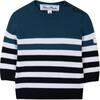 Seaside Striped Cotton Baby Sweater, Blue - Sweaters - 1 - thumbnail