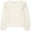 Sweet Ruffles Puff Sleeve Sweater, Cream - Sweaters - 2