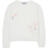 Spring Floral Embroidered Cardigan, Cream - Sweaters - 1 - thumbnail