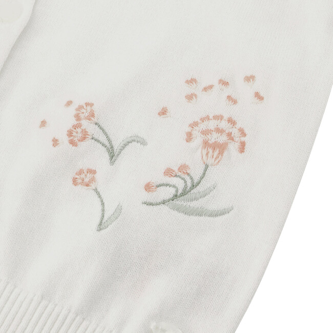 Spring Floral Embroidered Cardigan, Cream - Sweaters - 3