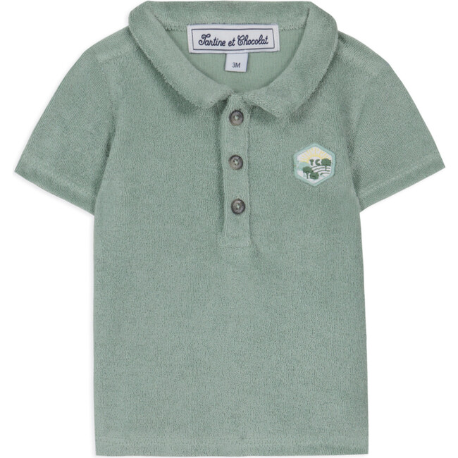 Monogram Terrycloth Baby Polo Shirt, Green