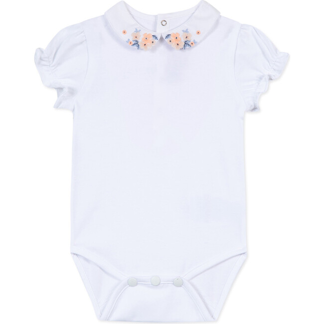 Peachy Embroidered Floral Bodysuit, White