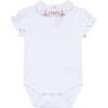Peachy Embroidered Floral Bodysuit, White - Onesies - 1 - thumbnail