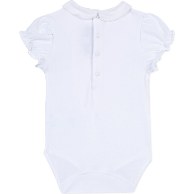 Peachy Embroidered Floral Bodysuit, White - Onesies - 2