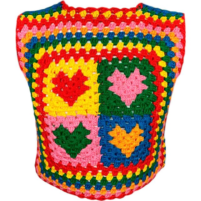 Tote Hand-Crochet Sleeveless Crop Top, Multicolors