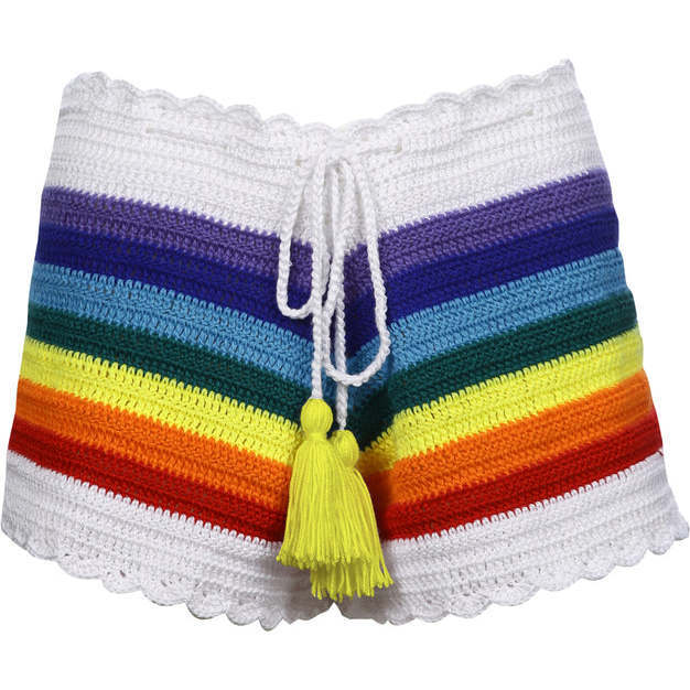 Taki Hand-Made Crochet Drawstring Short, Multicolors