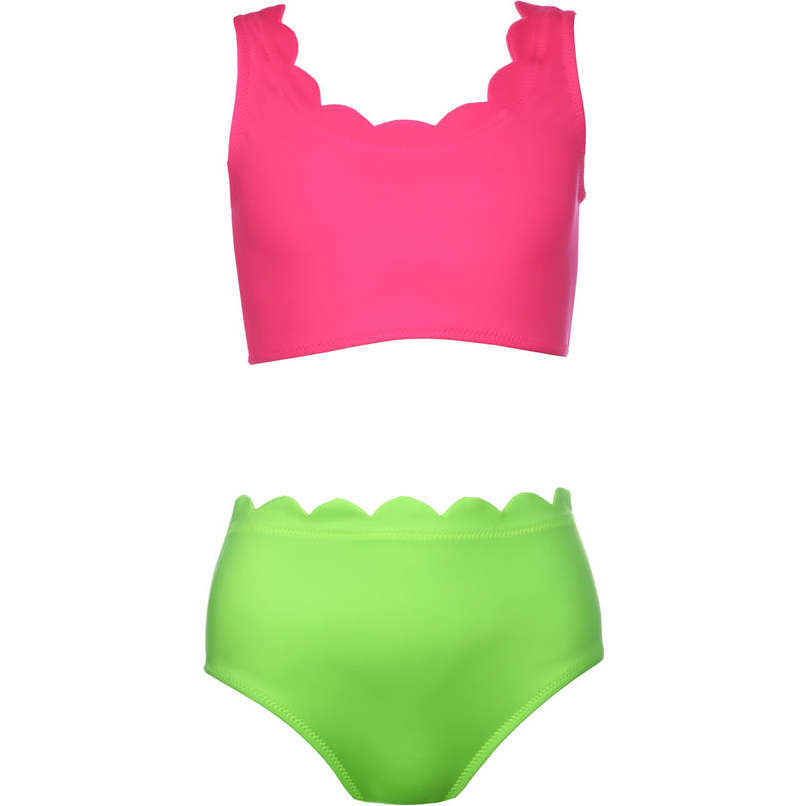 Nao Sleeveless Two-Piece Bikini, Neon Green & Neon Pink - Two Pieces - 1