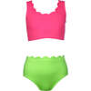 Nao Sleeveless Two-Piece Bikini, Neon Green & Neon Pink - Two Pieces - 1 - thumbnail