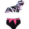 Ocean Sleeveless Two-Piece Bikini, Black & Pink - Two Pieces - 1 - thumbnail