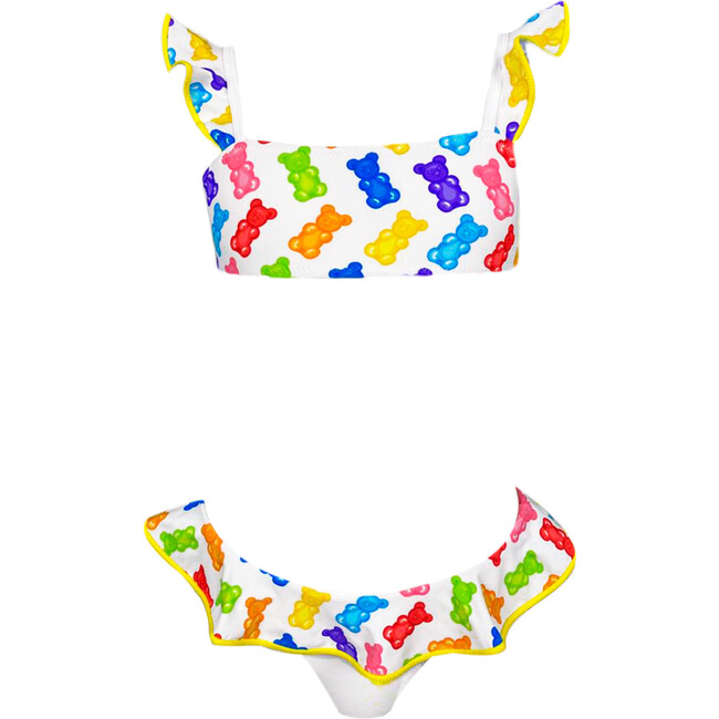 Mini Ruffle Shoulders & Waist Two-Piece Bikini, Multicolors