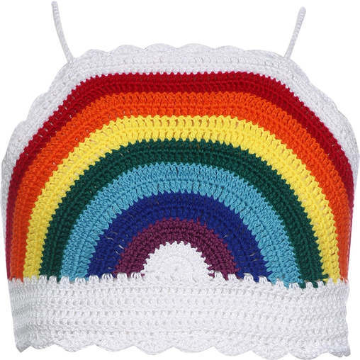 Morena Hand-Crochet Sleeveless Crop Top, Multicolors
