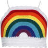 Morena Hand-Crochet Sleeveless Crop Top, Multicolors - Blouses - 1 - thumbnail