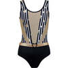 Luna Sleeveless One-Piece Swimsuit, Gold & Black - One Pieces - 1 - thumbnail