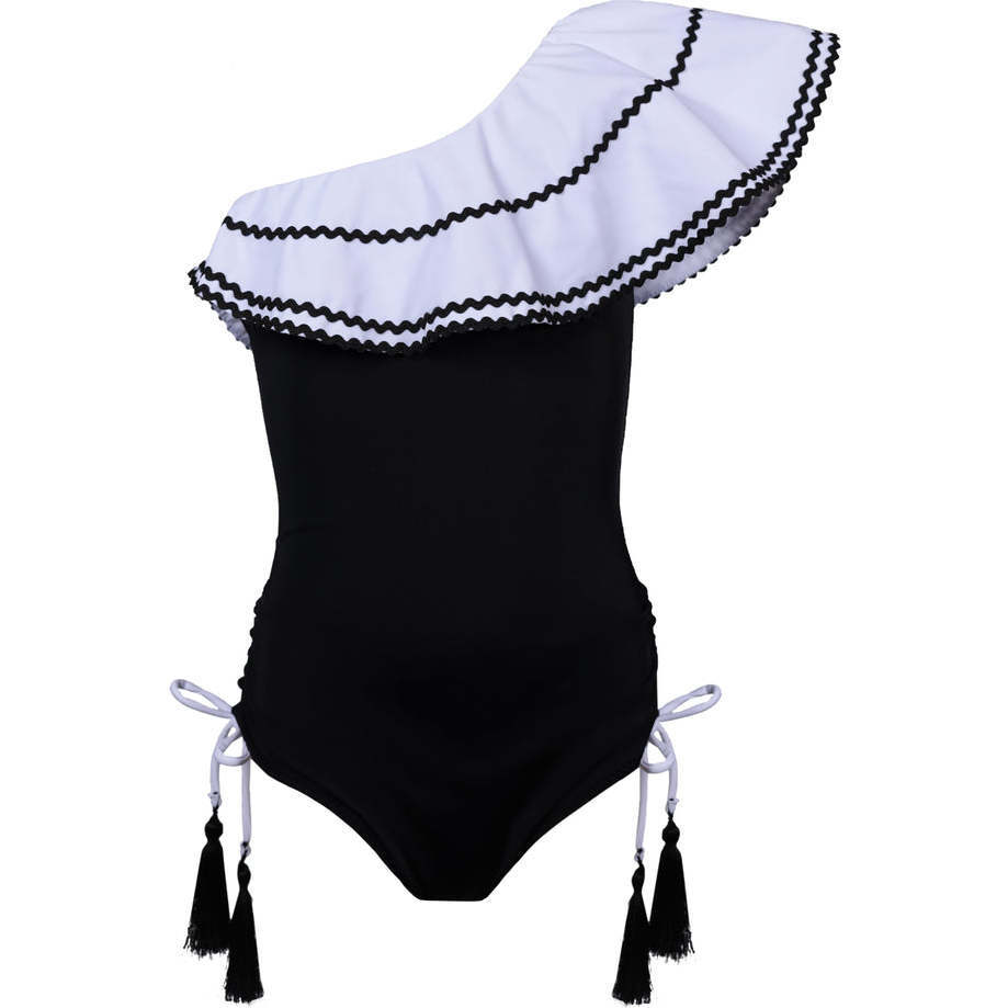 Ella Sleeveless One-Piece Swimsuit, Black - One Pieces - 1