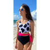 Gwen Print Sleeveless One-Piece Swimsuit, Black & White - One Pieces - 2