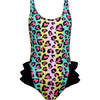 Donna Animal Print Sleeveless One-Piece Swimsuit, Black & Multicolors - One Pieces - 1 - thumbnail