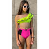 Izzy Sleeveless Two-Piece Bikini, Neon Yellow & Neon Pink - Two Pieces - 2