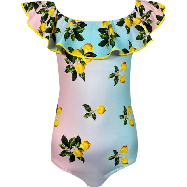 Siera Ruffle Neck One-Piece Swimsuit, Multicolors