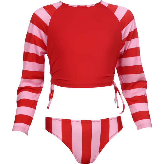 Dai Long Sleeve One-Piece Bikini, Red
