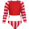Dai Long Sleeve One-Piece Bikini, Red - Two Pieces - 1 - thumbnail