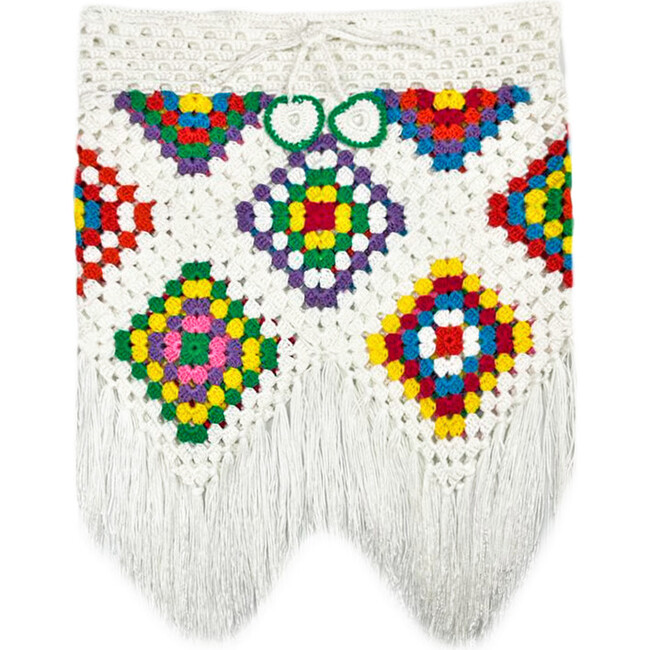 Sandia Hand-Crochet Drawstring Skirt, White