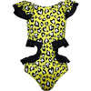 Rosette Short Sleeve One-Piece Swimsuit, Yellow - One Pieces - 1 - thumbnail