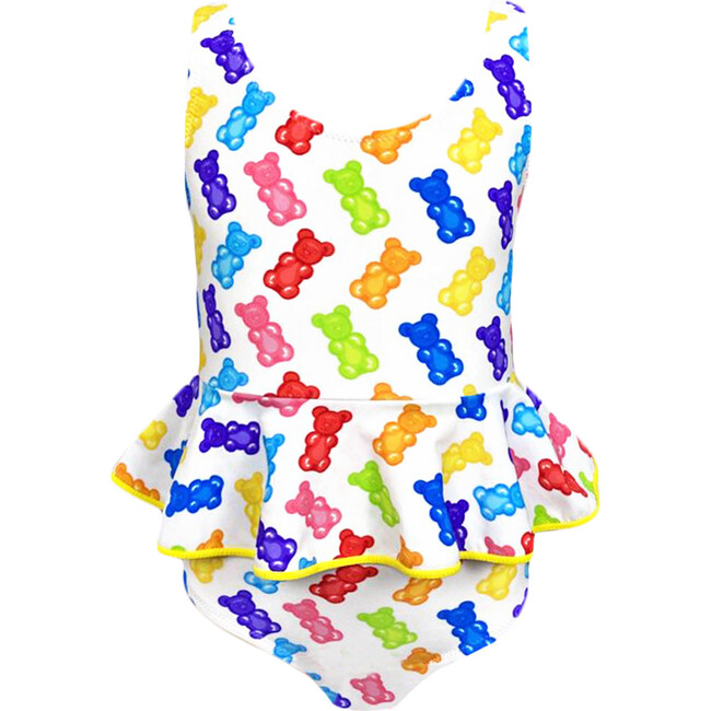 Asami Print Sleeveless Ruffle Waist One-Piece Swimsuit, Multicolors