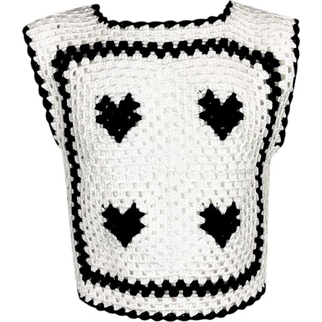 Bw Love Hand-Crochet Sleeveless Crop Top, White