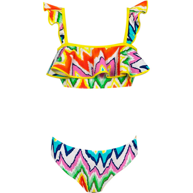 Akeno Sleeveless Ruffle Front Two-Piece Bikini, Multicolors