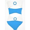 Bluebell Strapless One-Piece Swimsuit, Blue & White - One Pieces - 1 - thumbnail