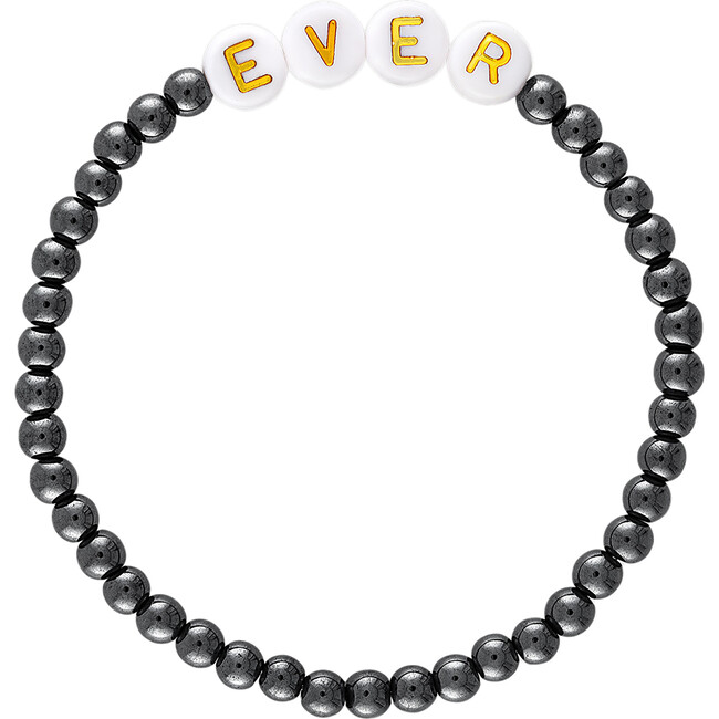 Women's Black Pearl Custom Word Ball Bracelet, Black