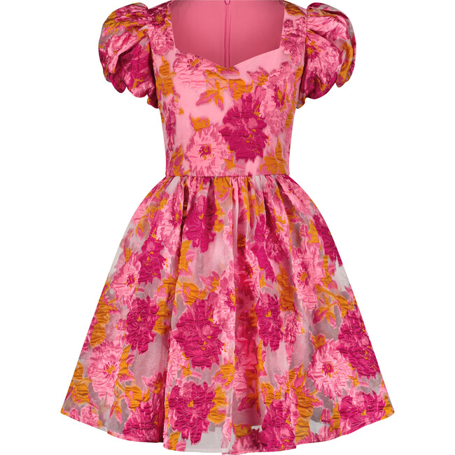 Women's Amara Floral Print Short Puff Sleeve Mini Dress, Pink