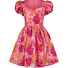 Women's Amara Floral Print Short Puff Sleeve Mini Dress, Pink - Dresses - 1 - thumbnail